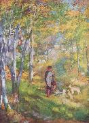 Jules le Coeur et ses chiens dans la foret de Fontainebleau Pierre-Auguste Renoir
